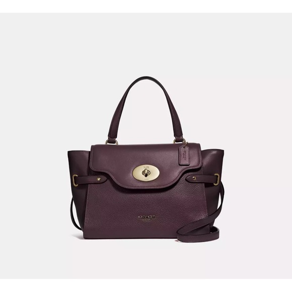 NWT Coach Blake Flap Carryall Satchel Crossbody Turn Lock Zip Burgundy Gift - Picture 12 of 14